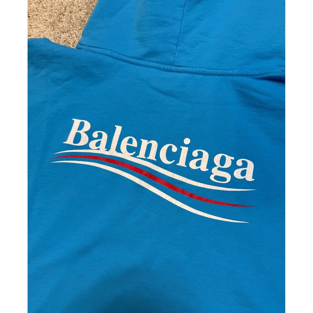 Balenciaga Campaign Logo Hoodie Blue Sky Fits Size XL New w/tags - Picture 4 of 7